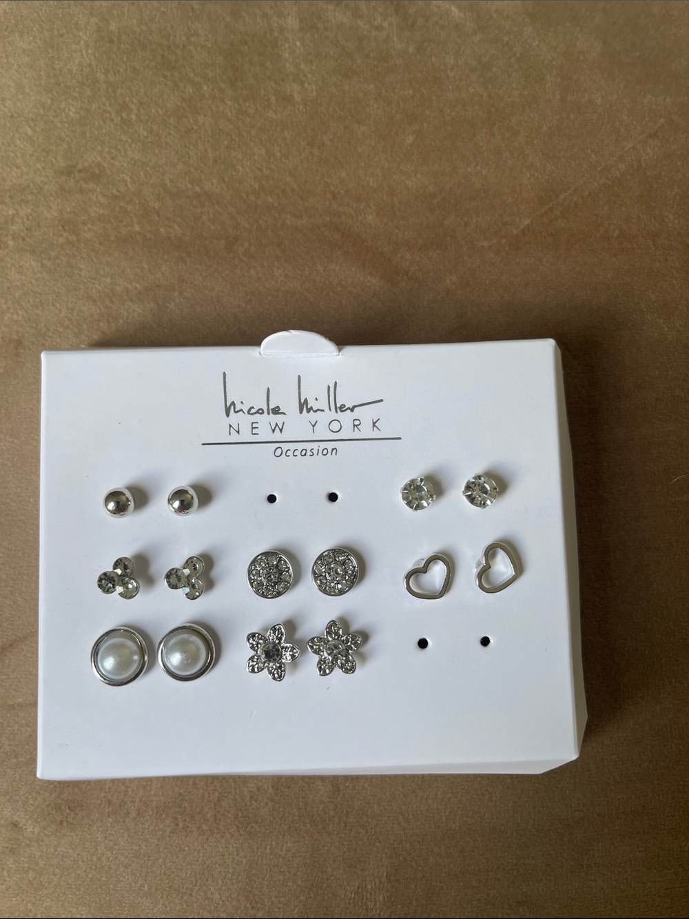 Nicole Miller Silver-Tone Mixed Stud Earring Set with Pearls & Crystals